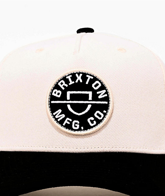Brixton Crest Off White & Black Netplus® Snapback Hat