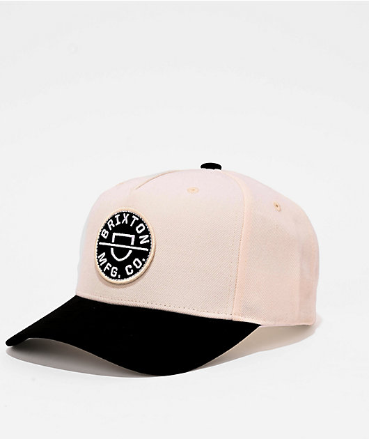 Brixton Crest Off White & Black Netplus Snapback Hat | Zumiez