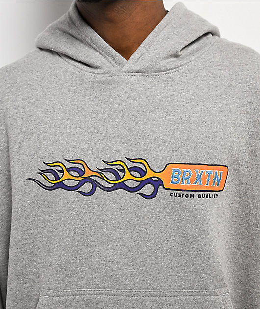 Brixton Flames Gunmetal Heather Oversized Hoodie