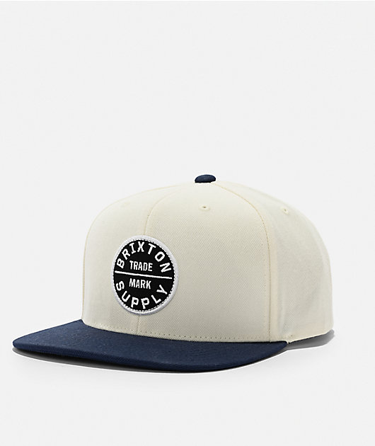 Brixton Oath III Off White & Midnight Blue Snapback Hat