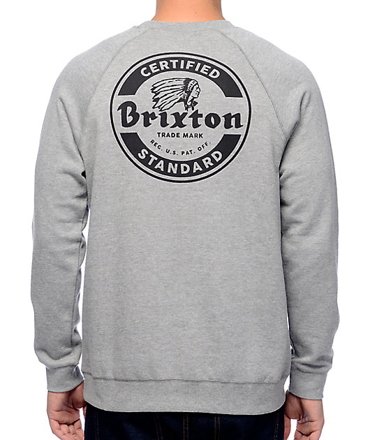 Download Brixton Soto Grey Crew Neck Sweatshirt | Zumiez