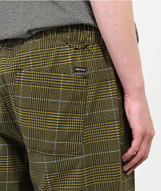Brixton Steady Cinch Green Houndstooth Taper Pants