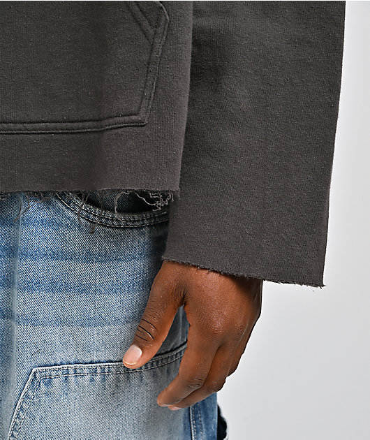Brixton x 76 Chopped Grey Boxy Crop Hoodie