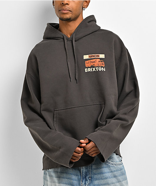 Brixton x 76 Chopped Grey Boxy Crop Hoodie