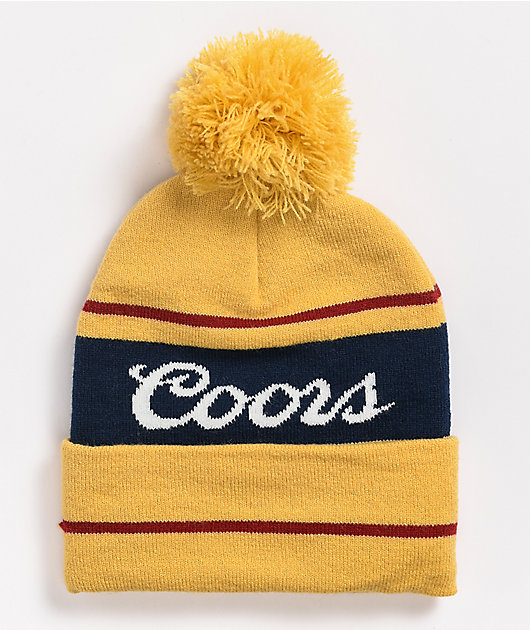 https://scene7.zumiez.com/is/image/zumiez/product_main_medium/Brixton-x-Coors-Signature-Yellow-Pom-Beanie-_332784-front-US.jpg