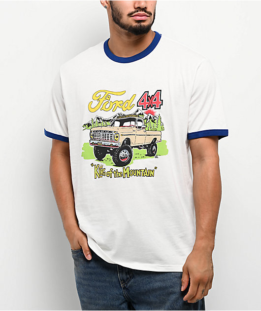 Brixton x Ford White & Blue Ringer T-Shirt | Zumiez