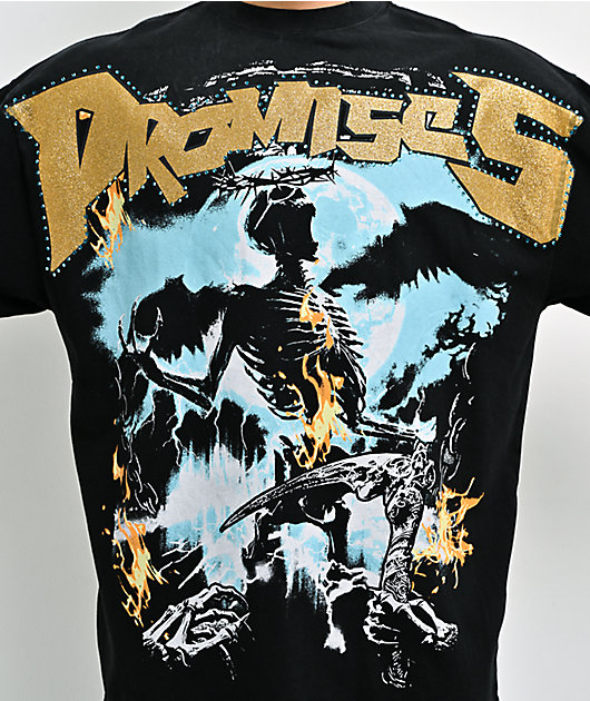 Broken Promise Surrender Rhinestone Black Wash T-Shirt