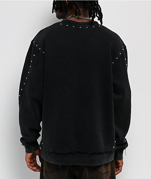 Broken Promises Adorned Black Crewneck Sweatshirt