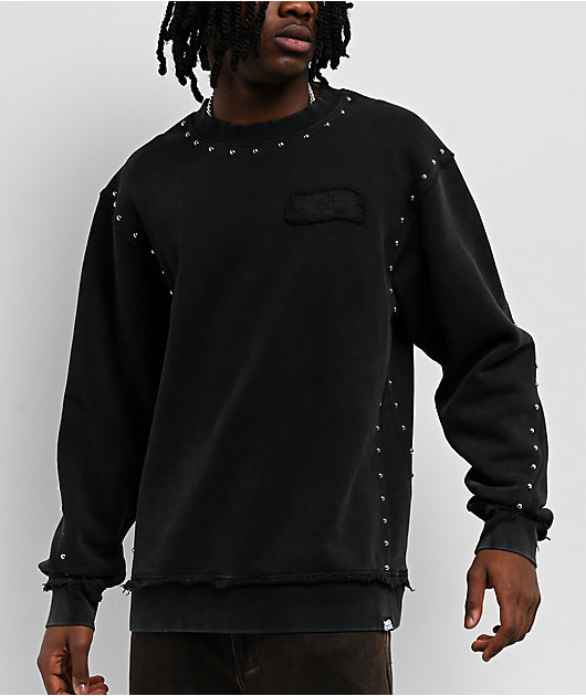 Broken Promises Adorned Black Crewneck Sweatshirt