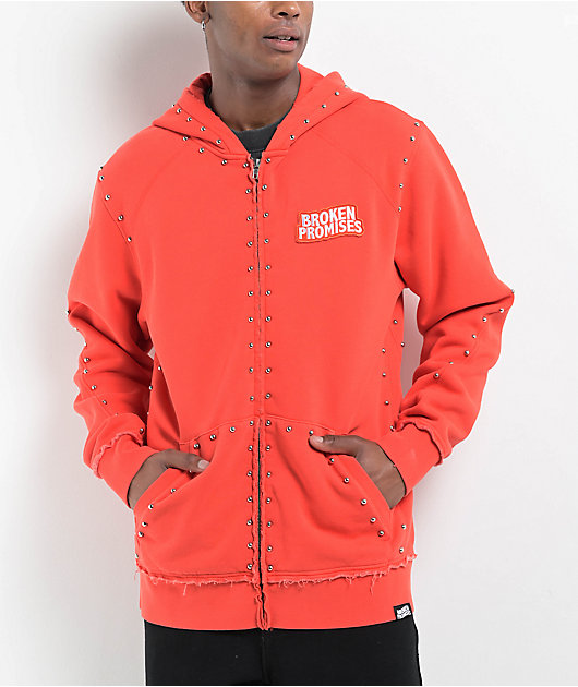 Broken Promises Adorned Red Zip Hoodie | Zumiez