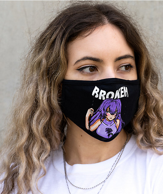 Broken Promises Anime Black Face Mask