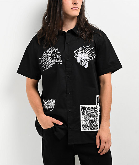 Broken Promises Antonym Black Button Up Shirt