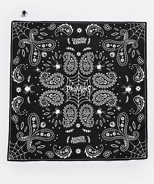 Broken Promises Arachnid Black & White Bandana Necklace
