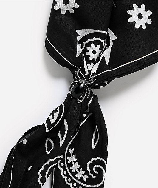Broken Promises Arachnid Black & White Bandana Necklace