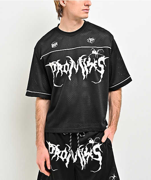 BLACK BRAIN サッカーシャツ MARY JANE Broken Promises Arachnid Black Mesh Crop Jersey | Zumiez