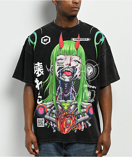 Broken Promises Artificial Serotonin Black Wash T-Shirt | Zumiez