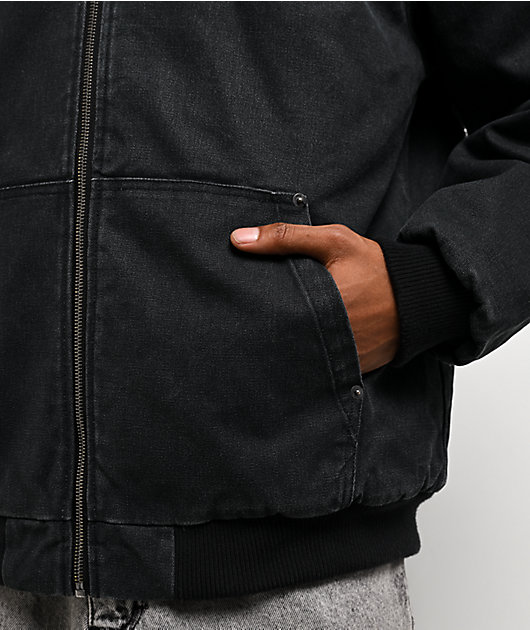 Broken Promises Barbed Black Wash Hooded Denim Jacket | Zumiez