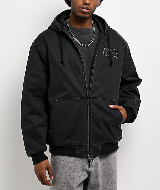 Broken Promises Barbed Black Wash Hooded Denim Jacket | Zumiez