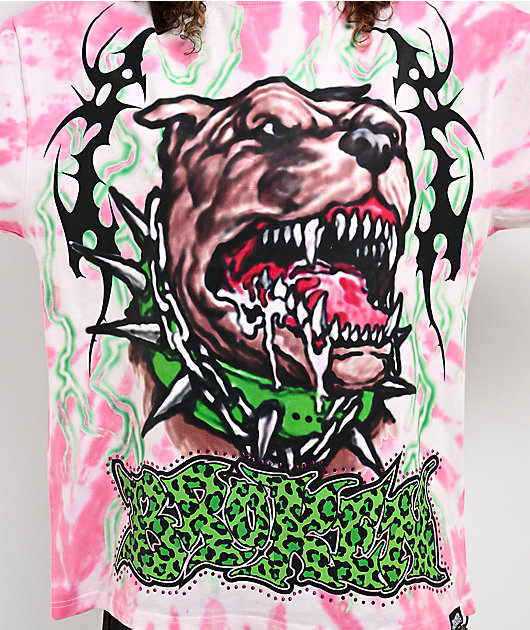 Broken Promises Barking Dead Pink Oversized Tie Dye T-Shirt