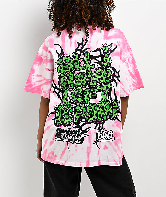 Broken Promises Barking Dead Pink Oversized Tie Dye T-Shirt