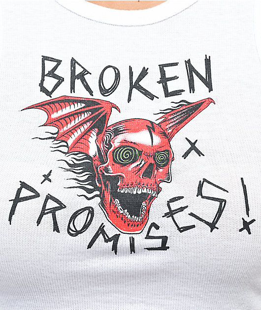 Broken Promises Batwing camiseta de tirantes blanca