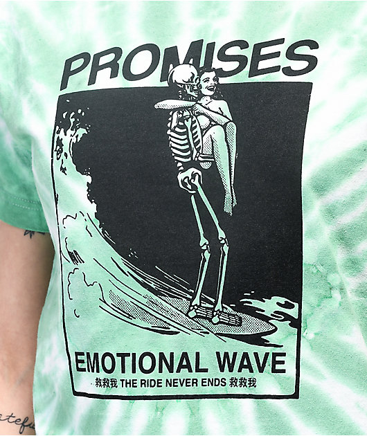 Broken Promises Beach Break Emo Wave Green Tie Dye T-Shirt