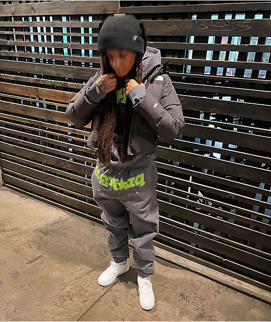 Broken Promises Beware Grey Rhinestone Hoodie | Zumiez