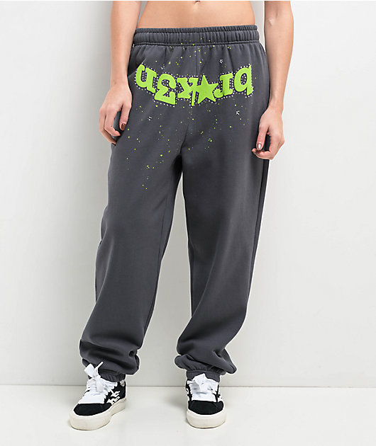 Broken Promises Beware Rhinestone Grey Sweatpants | Zumiez