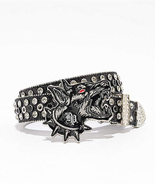 Broken Promises Big Bark Rhinestone Black Belt | Zumiez