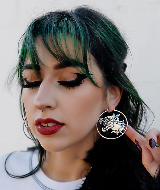 Broken Promises Big Bark Silver Hoop Earrings