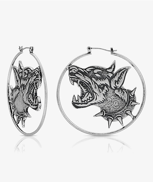 Broken Promises Big Bark Silver Hoop Earrings