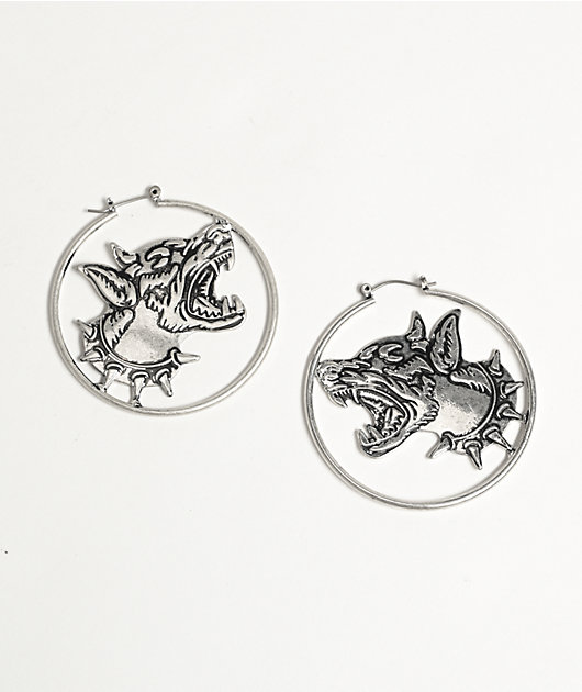 Broken Promises Big Bark Silver Hoop Earrings