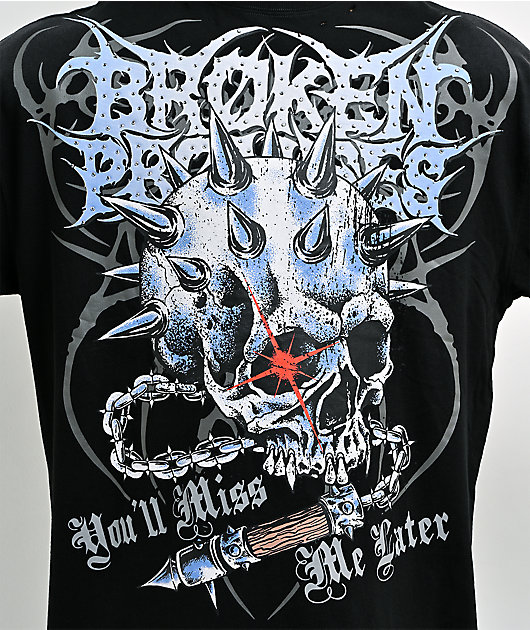 Broken Promises Bludgeon Rhinestone Black Wash T-Shirt