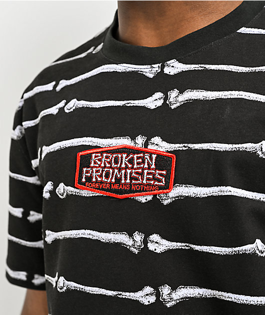Broken Promises Bone Dry Black Stripe Knit T-Shirt | Zumiez