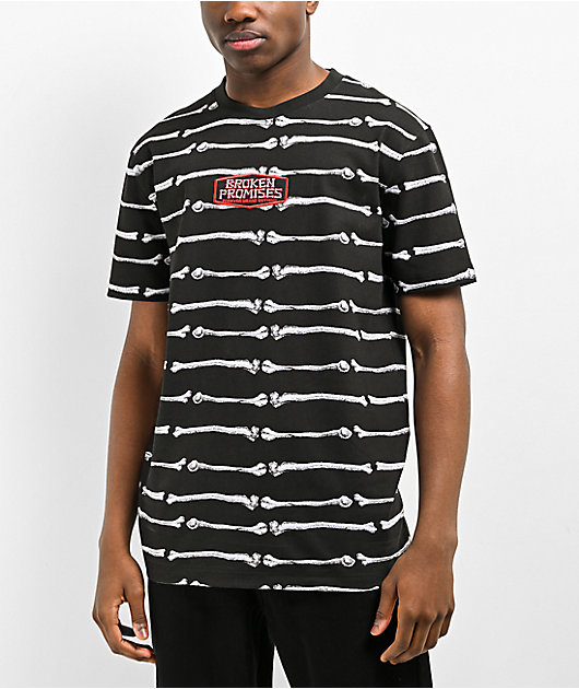 Broken Promises Bone Dry Black Stripe Knit T-Shirt | Zumiez