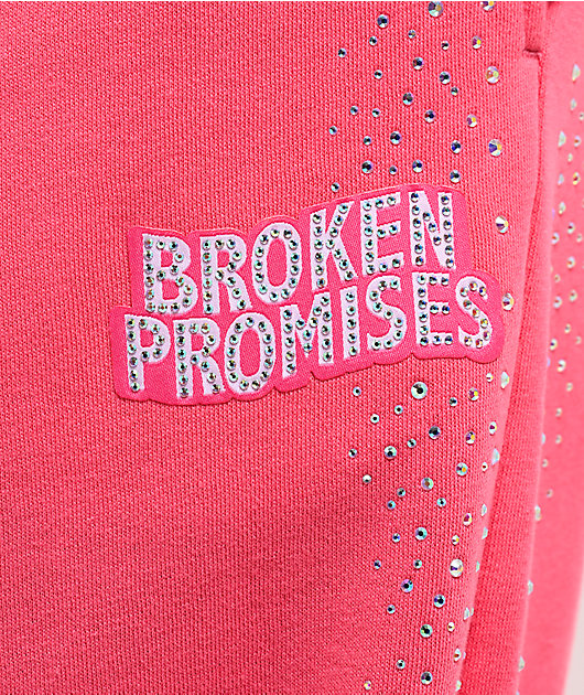 Broken Promises Bougie Rhinestoned Pink Baggy Sweatpants