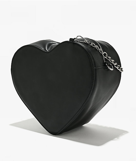 Broken Promises Breaking Heart Black Shoulder Bag