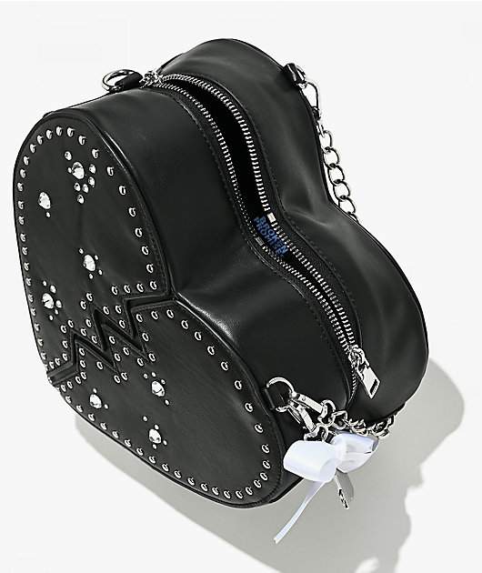 Broken Promises Breaking Heart Black Shoulder Bag