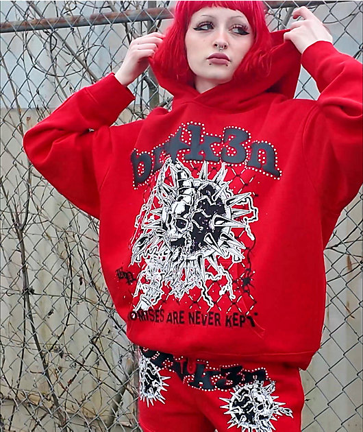 Broken Promises Breakthrough Red Rhinestone Sweat Shorts  video