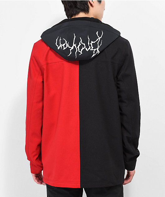 Half black half online red hoodie