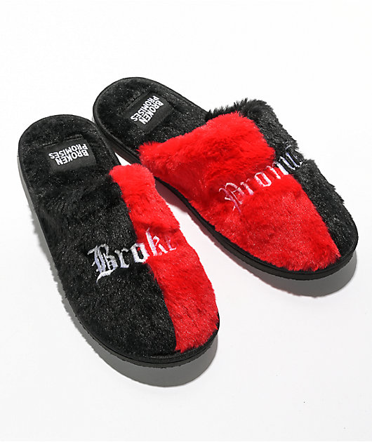 Red and 2025 black slippers