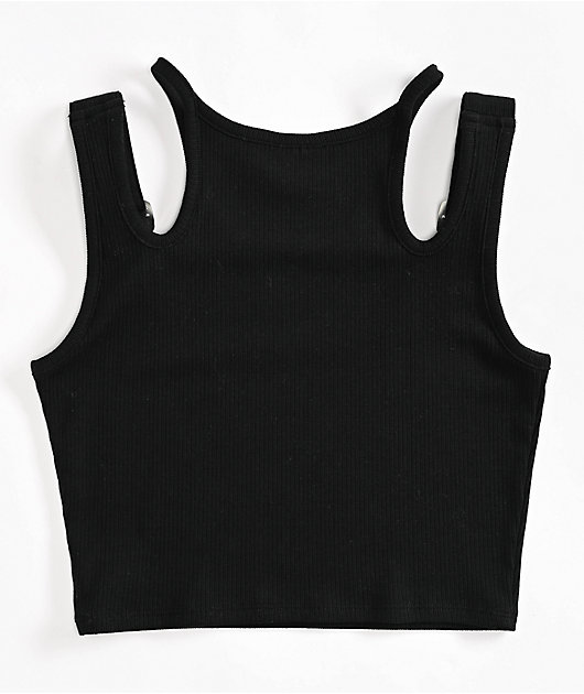 Broken Promises Buckle K9 Black Crop Tank Top | Zumiez