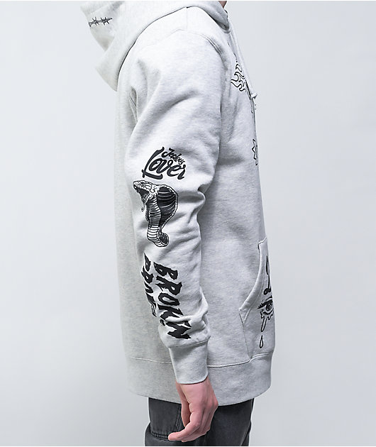 Broken Promises Bye My Love Heather Grey Hoodie