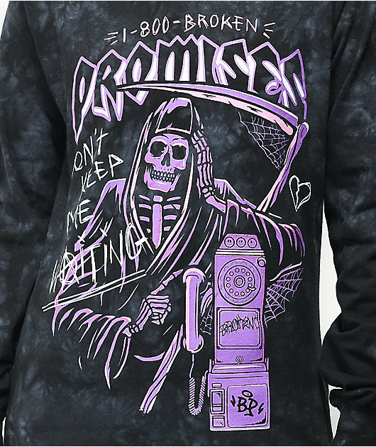 Broken Promises Call Waiting Black Tie Dye Long Sleeve T-Shirt