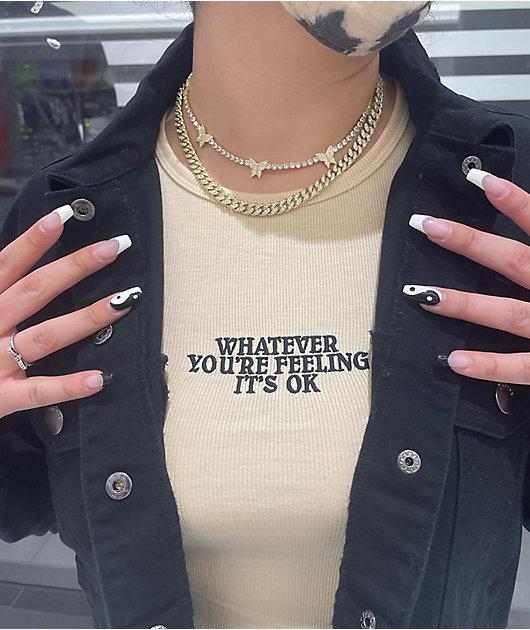 Broken Promises Catch Feelings Cream Crop T-Shirt