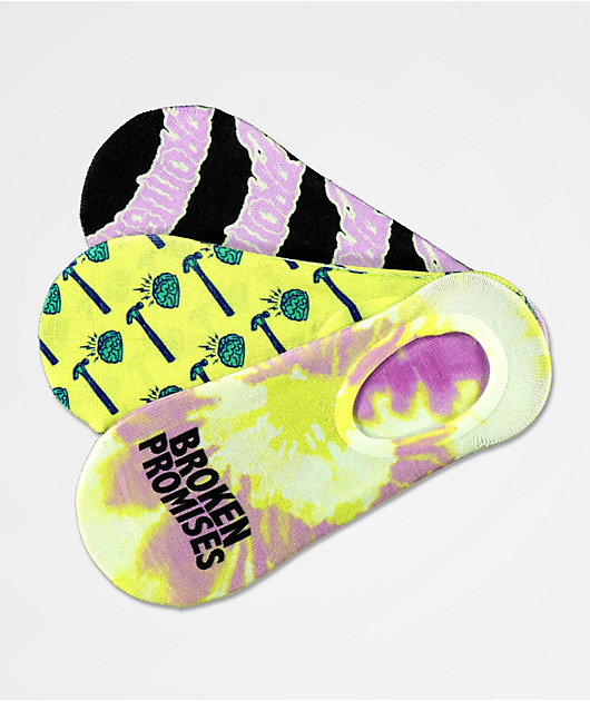 Broken Promises Cerebral 3 Pack No Show Socks Zumiez zumiez