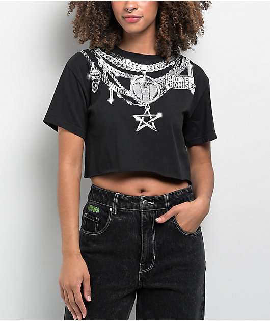 Broken Promises Chaoscharm Black Crop T-Shirt | Zumiez