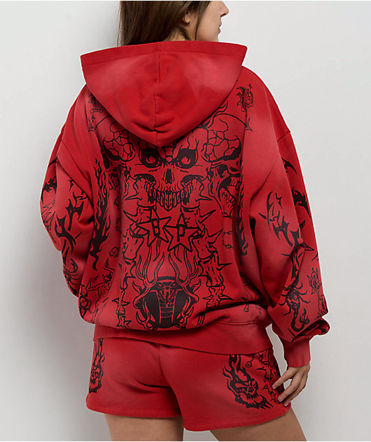 Broken Promises Chaotic Harmony Red Zip Hoodie