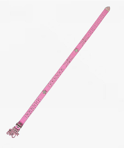 Broken Promises Charmed Studded Pink Pony Hair Belt