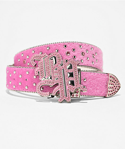 Broken Promises Charmed Studded Pink Pony Hair Belt